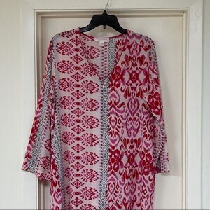 Oscar de la Renta Red and Pink Patterned Tunic